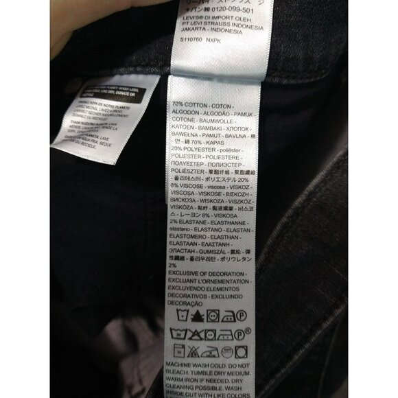 Levis 311 Jeans Womens 31 Black Denim Shaping Skinny Crop Raw Hem Mid Rise - Picture 8 of 11